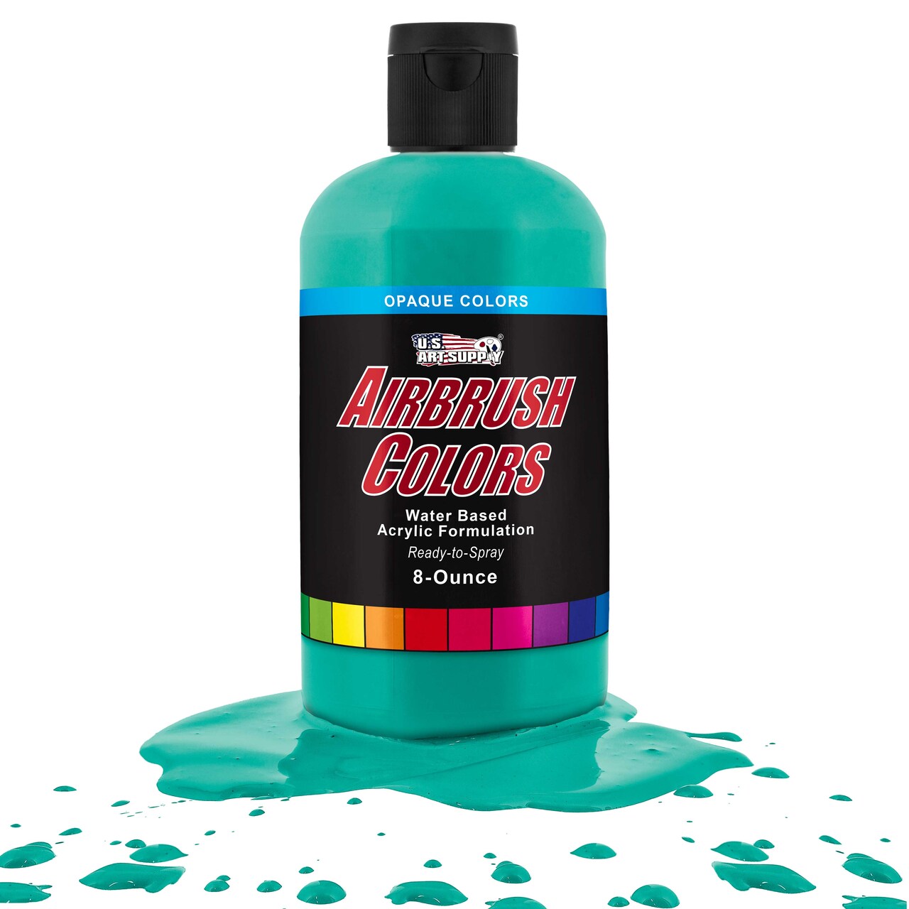 U.S. Art Supply Opaque Aqua Blue Acrylic Special Effects Airbrush Paint - 8oz Ready to Spray Air Brush Paint for Nails, Models, Fabric - Water-Based Air Brush Painting